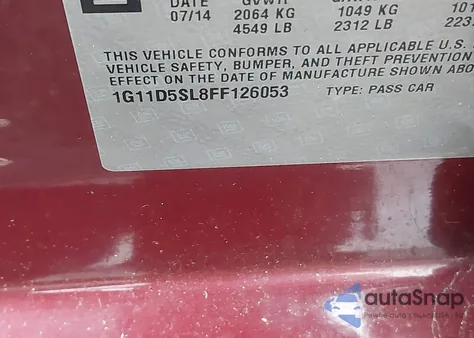 2015 Chevrolet Malibu 2Lt from USA, damaged, VIN 1G11D5SL8FF126053